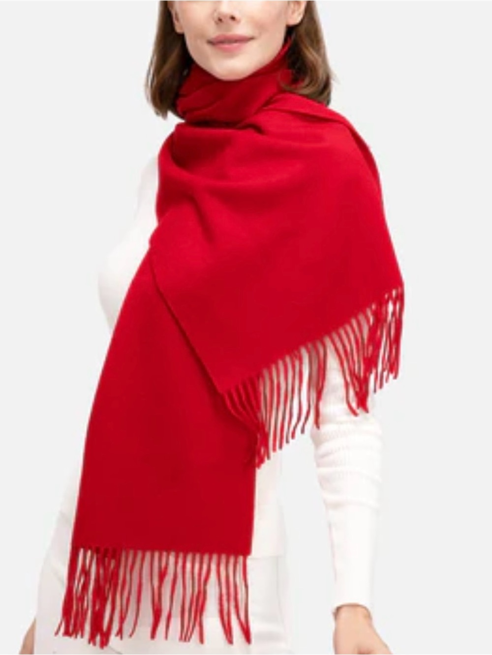 100% Cashmere Made in Scotland Oversized Wrap Shawl Scarf Throw XXL Red NEW